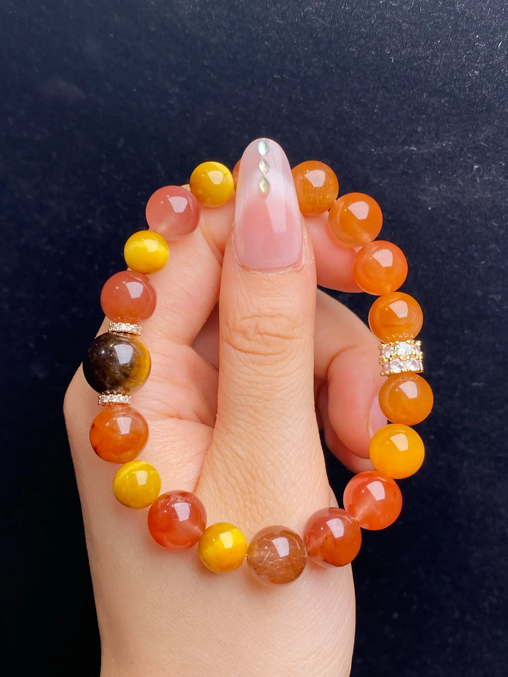 Brivys Three-Color Fu Lu Five Element Energy Bracelet – Tiger’s Eye & Rabbit Hair Quartz