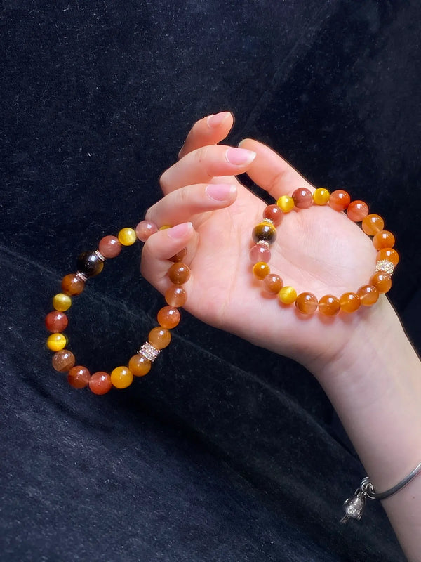 Brivys Three-Color Fu Lu Five Element Energy Bracelet – Tiger’s Eye & Rabbit Hair Quartz