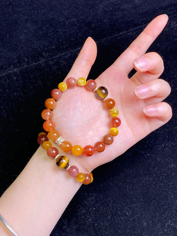Brivys Three-Color Fu Lu Five Element Energy Bracelet – Tiger’s Eye & Rabbit Hair Quartz