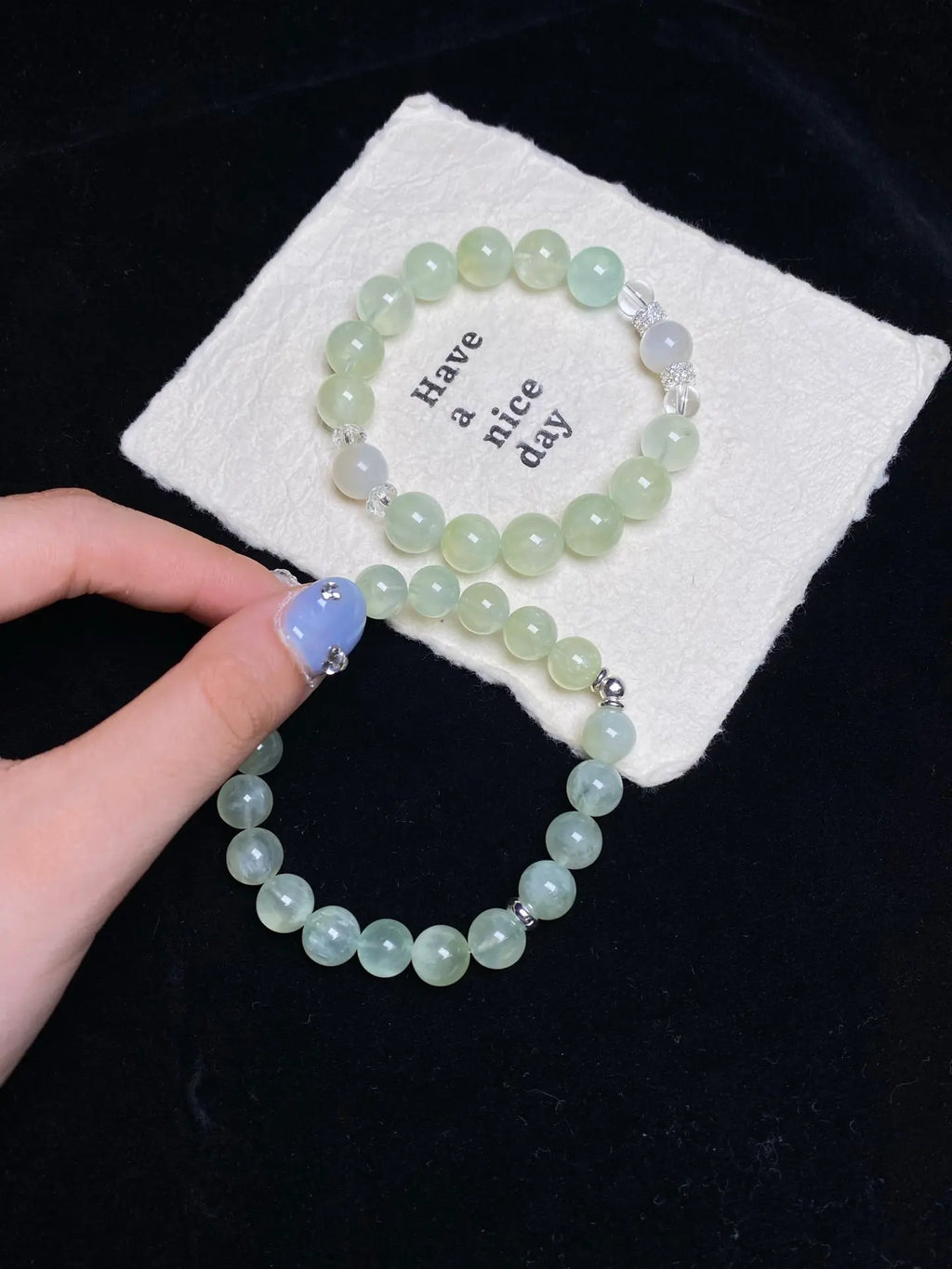 Brivys Morning Dew Prehnite Five Element Energy Bracelet – White Moonstone & Clear Quartz