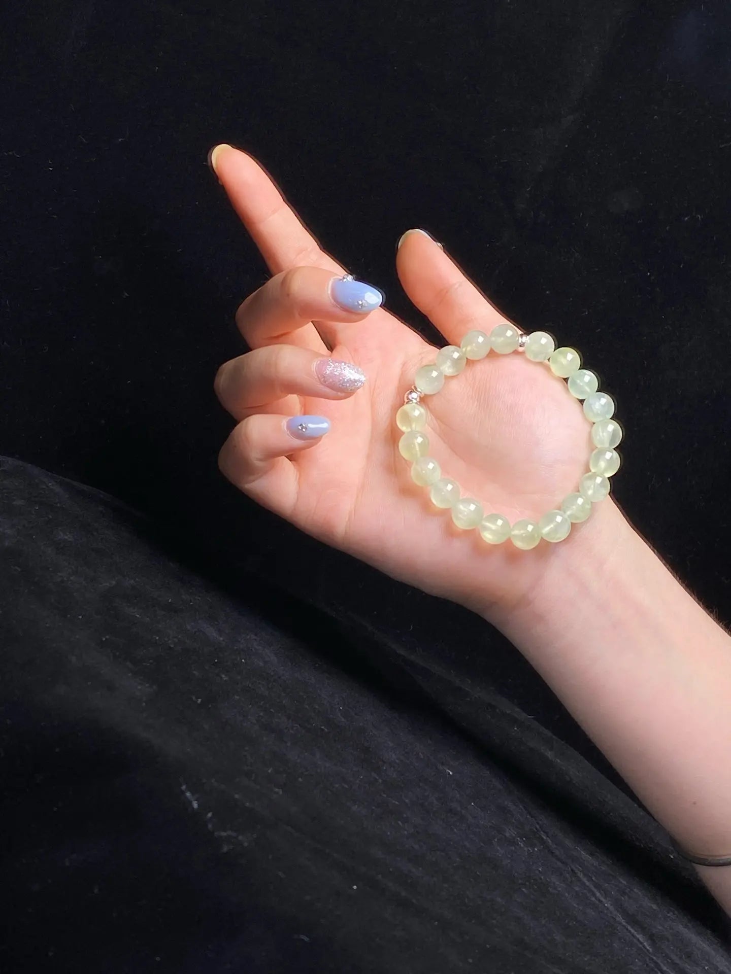 Brivys Morning Dew Prehnite Five Element Energy Bracelet – White Moonstone & Clear Quartz