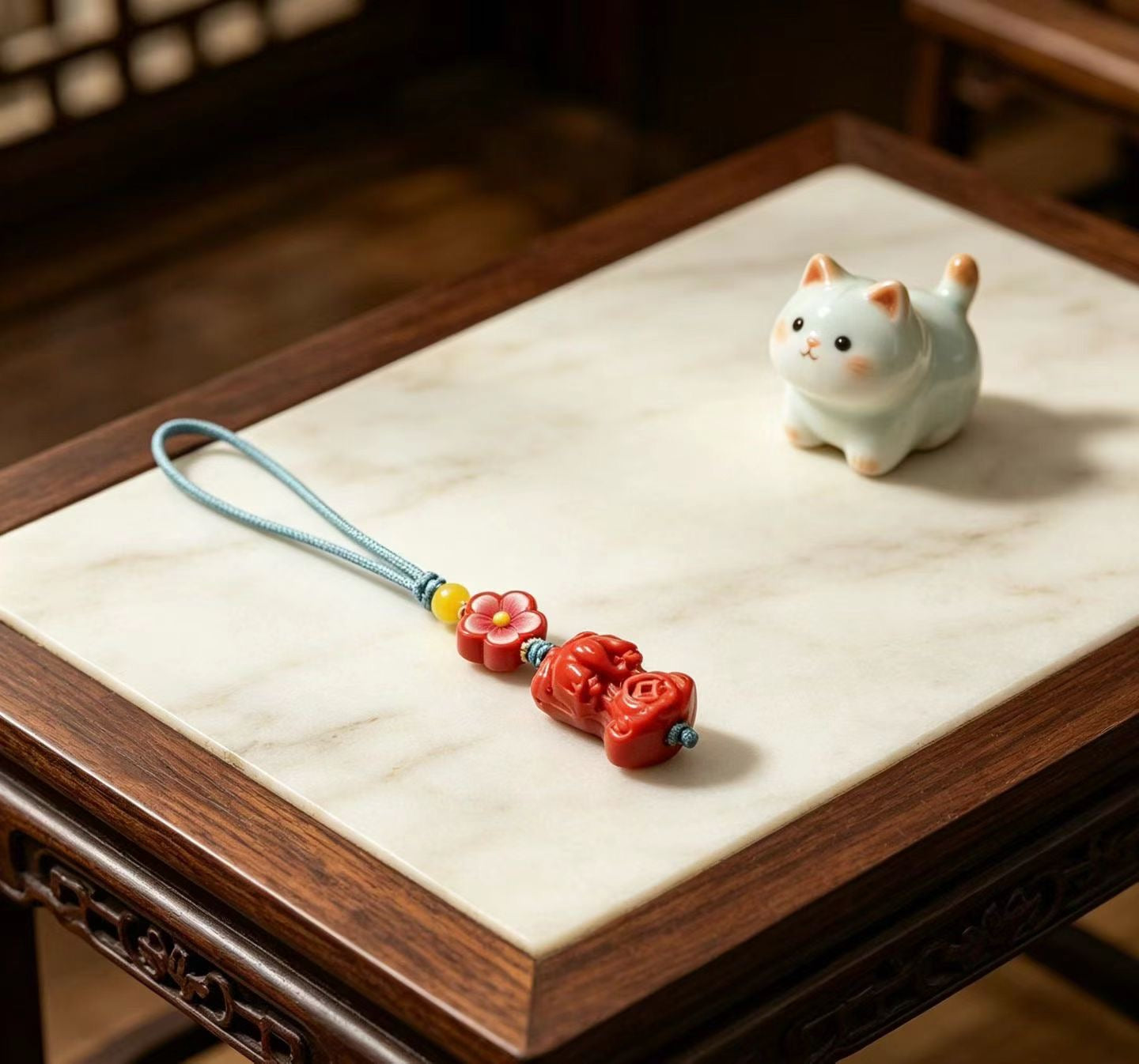 Cinnabar Pixiu Lucky Charm – Chinese Wealth Guardian Amulet Pendant