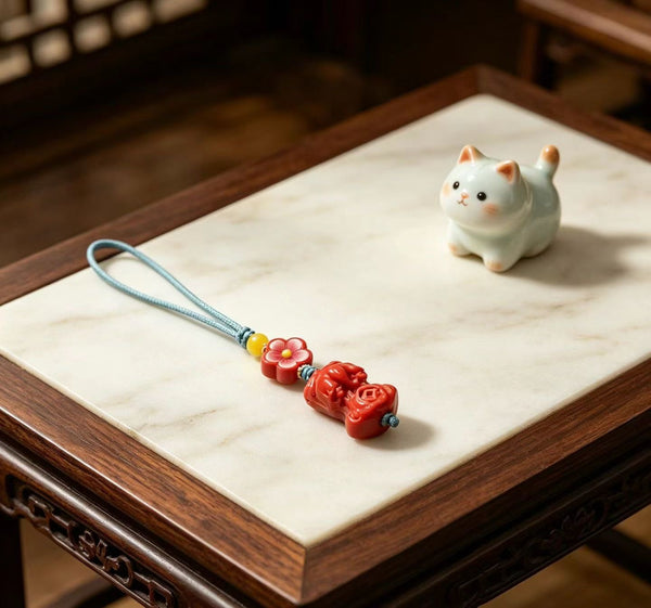 Cinnabar Pixiu Lucky Charm – Chinese Wealth Guardian Amulet Pendant