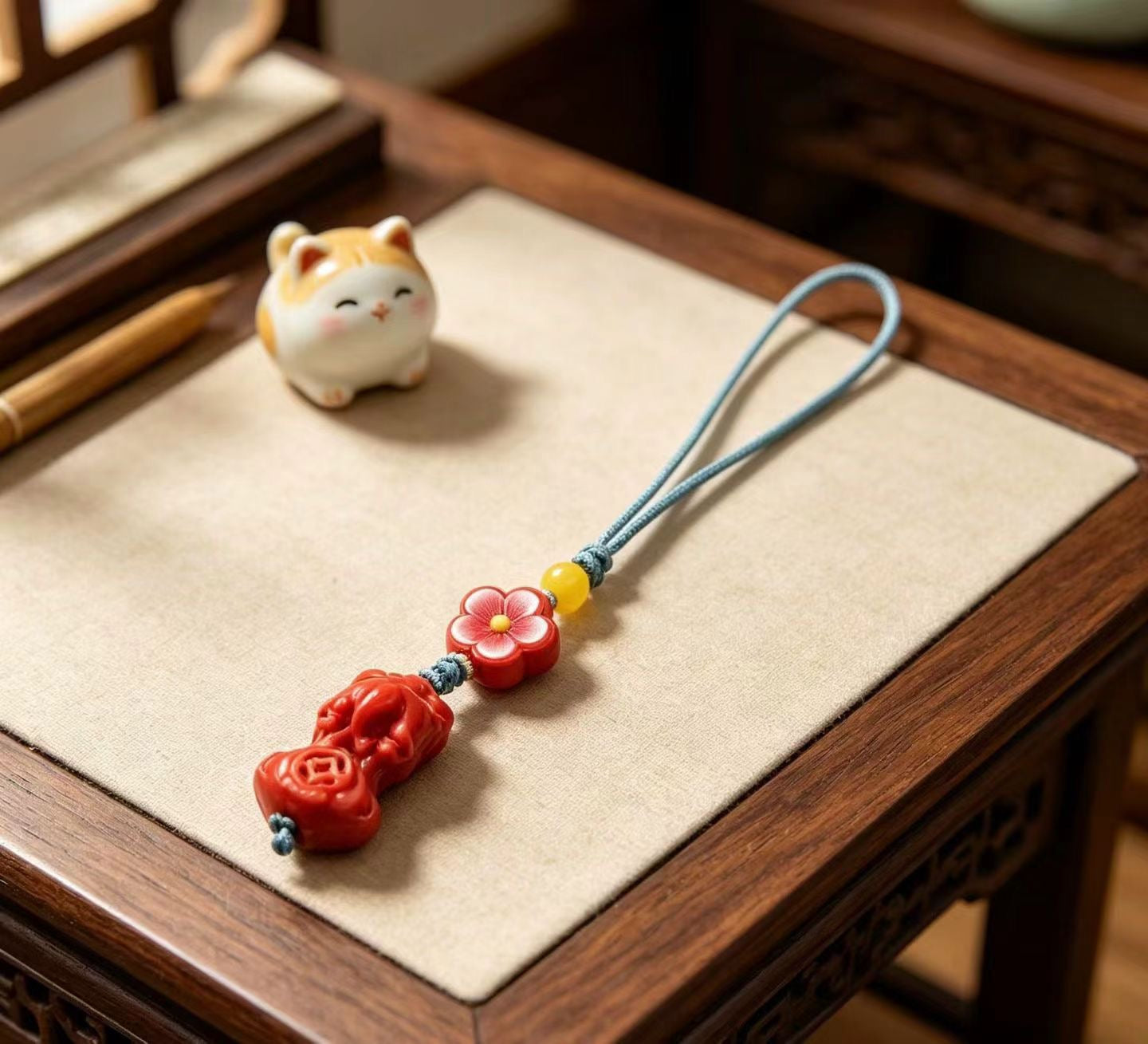 Cinnabar Pixiu Lucky Charm – Chinese Wealth Guardian Amulet Pendant