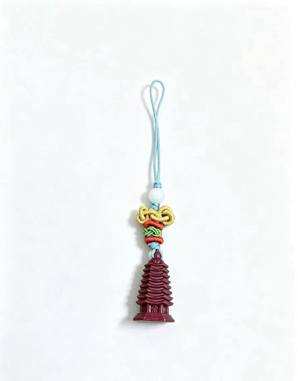 Cinnabar Wenchang Pagoda Lucky Charm – Chinese Wisdom Amulet Pendant