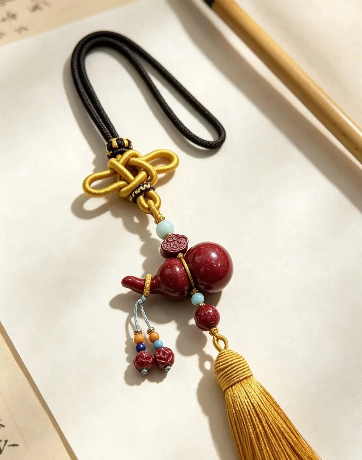 Cinnabar Gourd Car Charm – Chinese Blessing & Safe Travel Hanging Ornament Main image