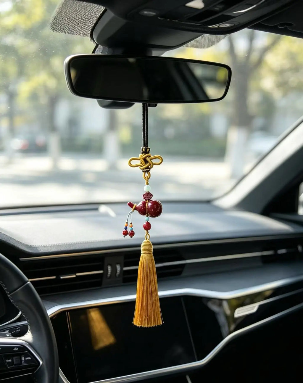 Cinnabar Gourd Car Charm – Chinese Blessing & Safe Travel Hanging Ornament