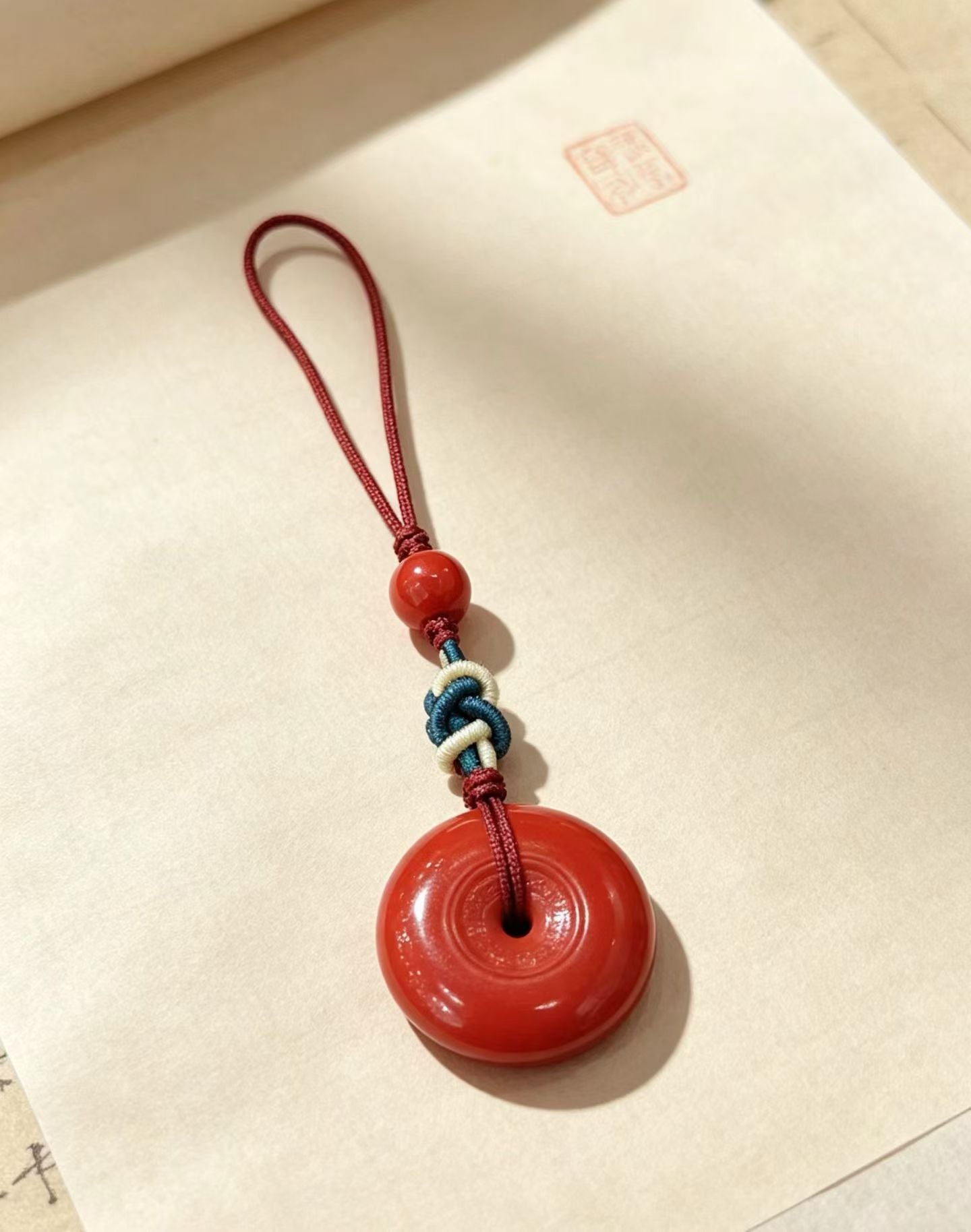 Cinnabar Peace Buckle Lucky Charm – Cinnabar-Style Lucky Hanging Ornament for Safety & Smooth Days Secondary image