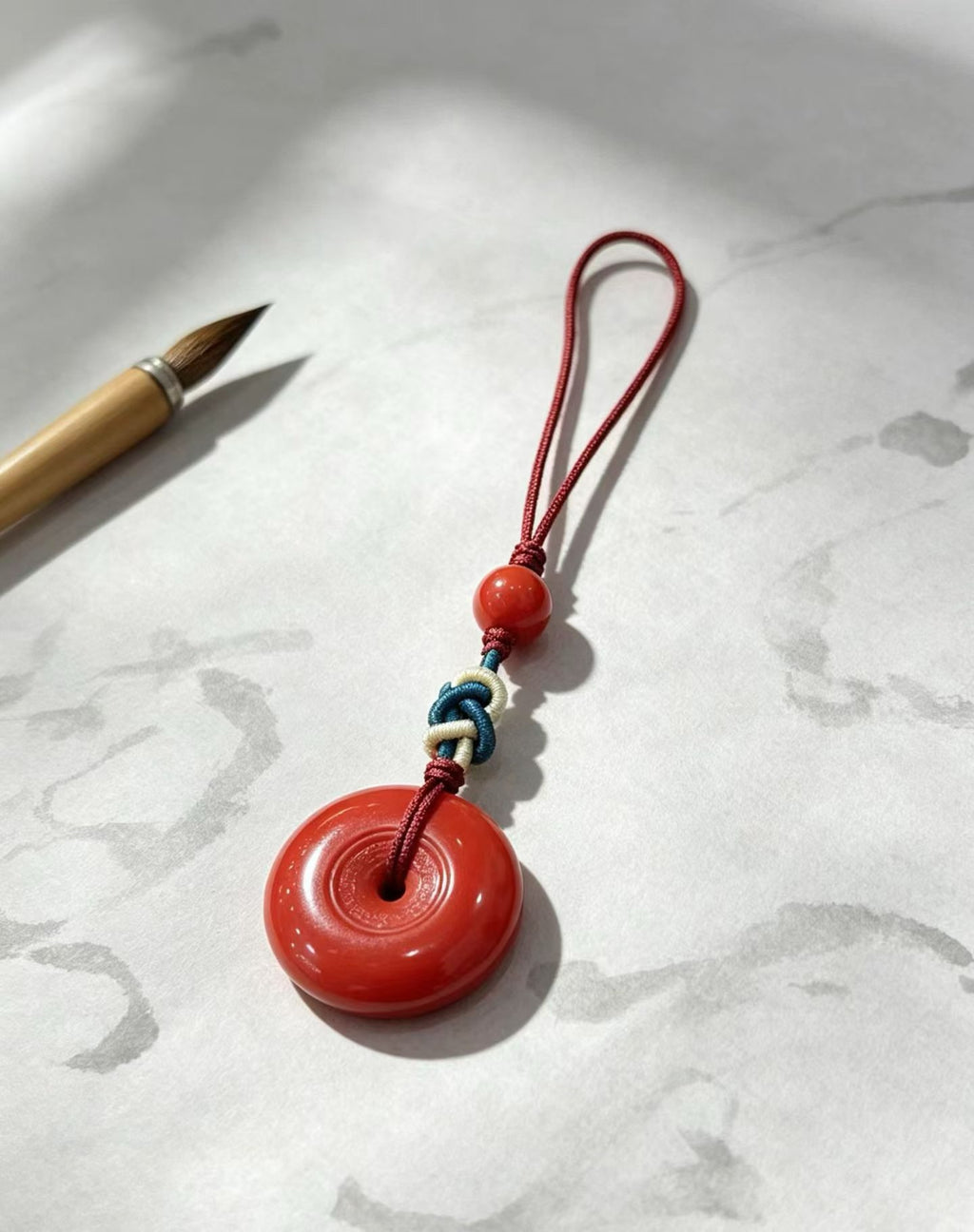 Cinnabar Peace Buckle Lucky Charm – Cinnabar-Style Lucky Hanging Ornament for Safety & Smooth Days