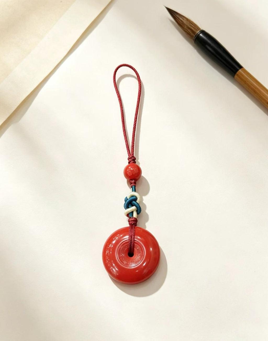 Cinnabar Peace Buckle Lucky Charm – Cinnabar-Style Lucky Hanging Ornament for Safety & Smooth Days