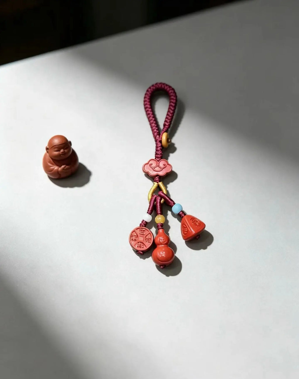 Cinnabar Gourd Lucky Charm – Handmade Chinese Knot Charm for Blessings & Good
