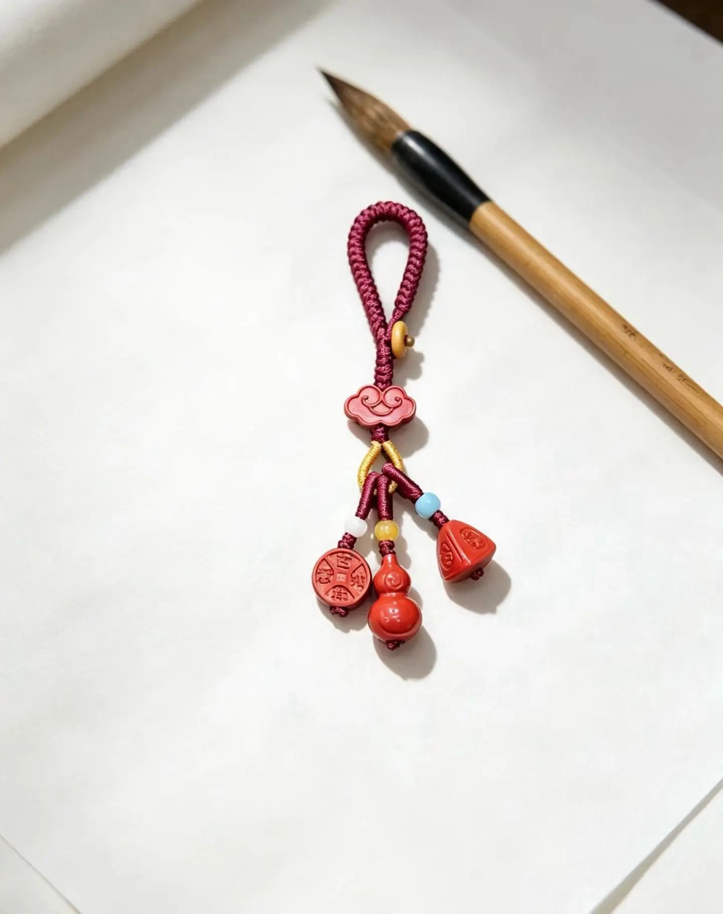 Cinnabar Gourd Lucky Charm – Handmade Chinese Knot Charm for Blessings & Good
