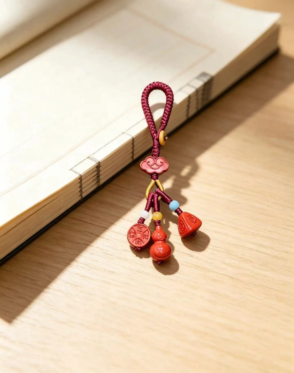 Cinnabar Gourd Lucky Charm – Handmade Chinese Knot Charm for Blessings & Good