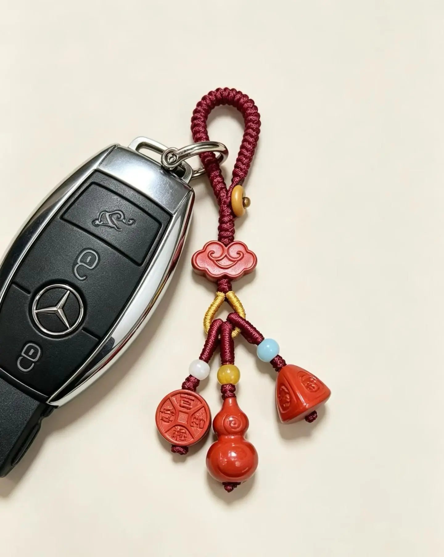 Cinnabar Gourd Lucky Charm – Handmade Chinese Knot Charm for Blessings & Good Secondary image