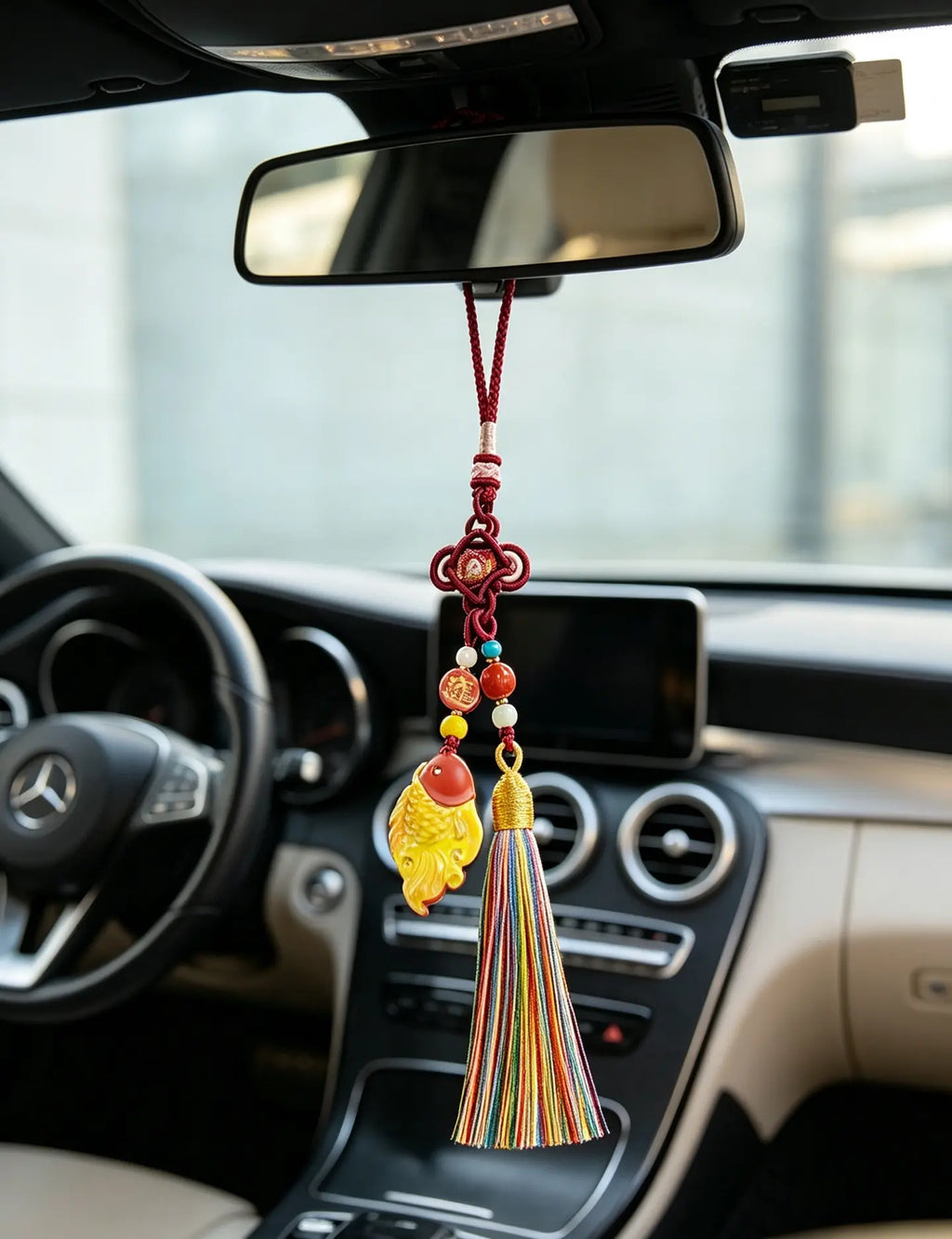 Cinnabar Koi Fish Lucky Charm – Lucky Tassel Ornament for Safe Travel & Abundance